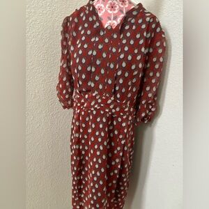 Elegant Red Patterned Dress Gyalwana
